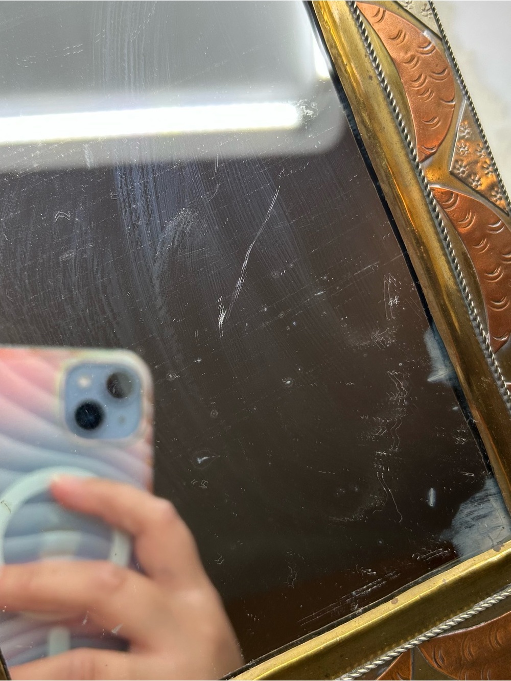 Vintage Morocco Arch Mirror Handmade Mixed Metal Tin Celestial Moon Star Wall - Picture 6 of 10